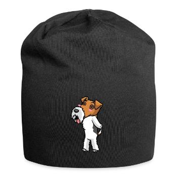 Foxterrier Drahthaar Hund Emoticon - Jersey-Beanie - Schwarz - Vorne