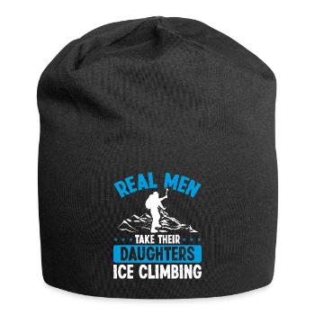 Ice Climber Real Men take their Daughter Ice - Jersey-Beanie - Schwarz - Vorne