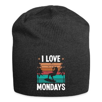 Kiteboarder Vintage I love Mondays Humor Kite - Jersey Beanie - charcoal grey - Front