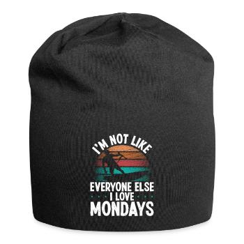 Vintage I love Mondays Funny Kiteboarder Kite - Jersey Beanie - black - Front