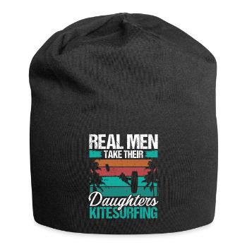 Kiteboarder Real Men take Daughters Kitesurfing - Jersey-Beanie - Schwarz - Vorne
