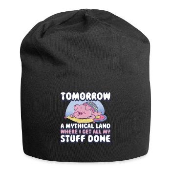 Demain un cadeau mythique de procrastination de la terre - Bonnet en jersey - noir - Devant
