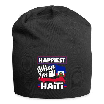 Haïti Haïti Haïti drapeau le plus heureux quand je suis en Haïti - Bonnet en jersey - noir - Devant