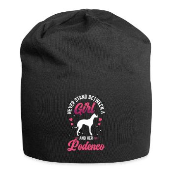 Mädchen und ihr Podenco spanischer Podenco - Jersey-Beanie - Schwarz - Vorne