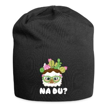 Na Du süßes Alpaka oder Lama Motiv - Jersey-Beanie - Schwarz - Vorne
