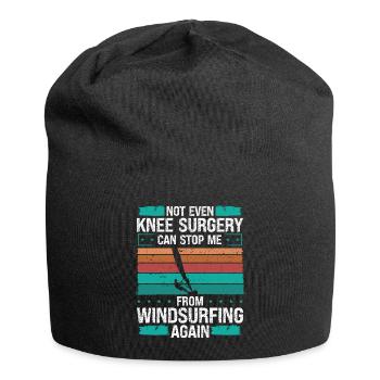 Funny Knee Surgery Injury Humor Windsurfing - Jersey-Beanie - Schwarz - Vorne