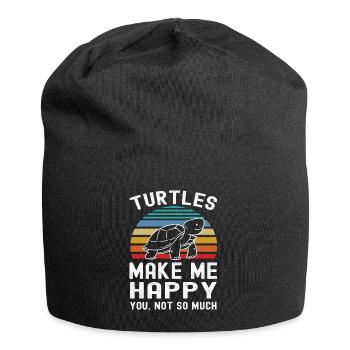 Turtle Tshirt Reptiles Children Men Women - Jersey Beanie - black - Front