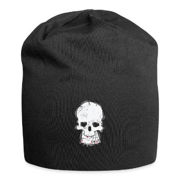 Skull with card skat or poker card game - Jersey Beanie - black - Front