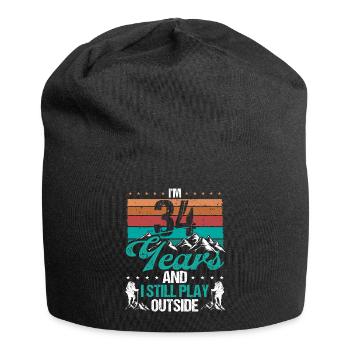 34 Year Old Hiker Mountains Hiking 34 Birthday - Jersey Beanie - black - Front