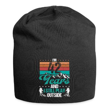 42 Year Old Hiker Mountains Hiking 42 Birthday - Jersey-Beanie - Schwarz - Vorne