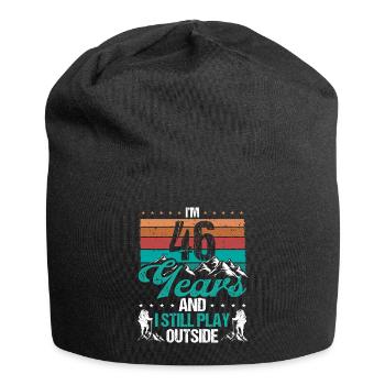 46 Year Old Hiker Mountains Hiking 46 Birthday - Jersey-Beanie - Schwarz - Vorne