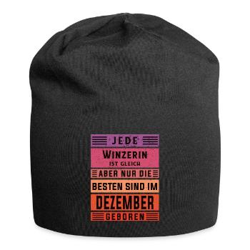 Weinbauer Geburtstag Dezember geboren Winzerin - Jersey-Beanie - Schwarz - Vorne