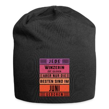 Weinbauer Geburtstag Juni geboren Winzerin - Jersey-Beanie - Schwarz - Vorne