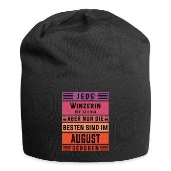 Weinbauer Geburtstag August geboren Winzerin - Jersey-Beanie - Schwarz - Vorne
