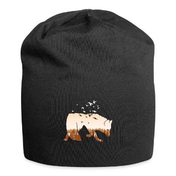 Fuchs Silhouette Fuchsjagd Jäger Jagd Natur Herbst - Jersey-Beanie - Schwarz - Vorne