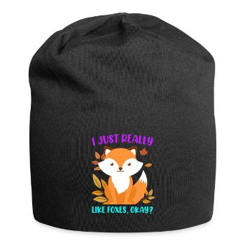 J’aime beaucoup les renards renards enfants - Bonnet en jersey - noir - Devant