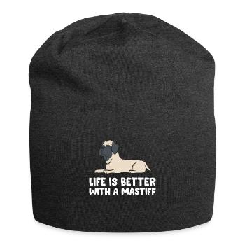 Life Is Better With A Mastiff Italian Mastiff - Jersey Beanie - charcoal grey - Front