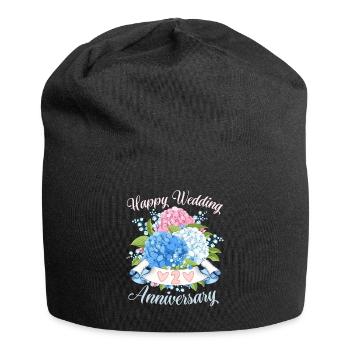 Wedding Anniversary Congratulations with Hydrangeas - Jersey Beanie - black - Front