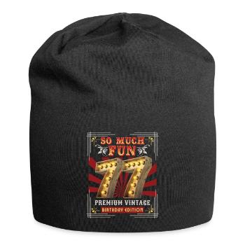 77th birthday 77 years Vintage-Retro Fun-Birthday - Jersey Beanie - black - Front