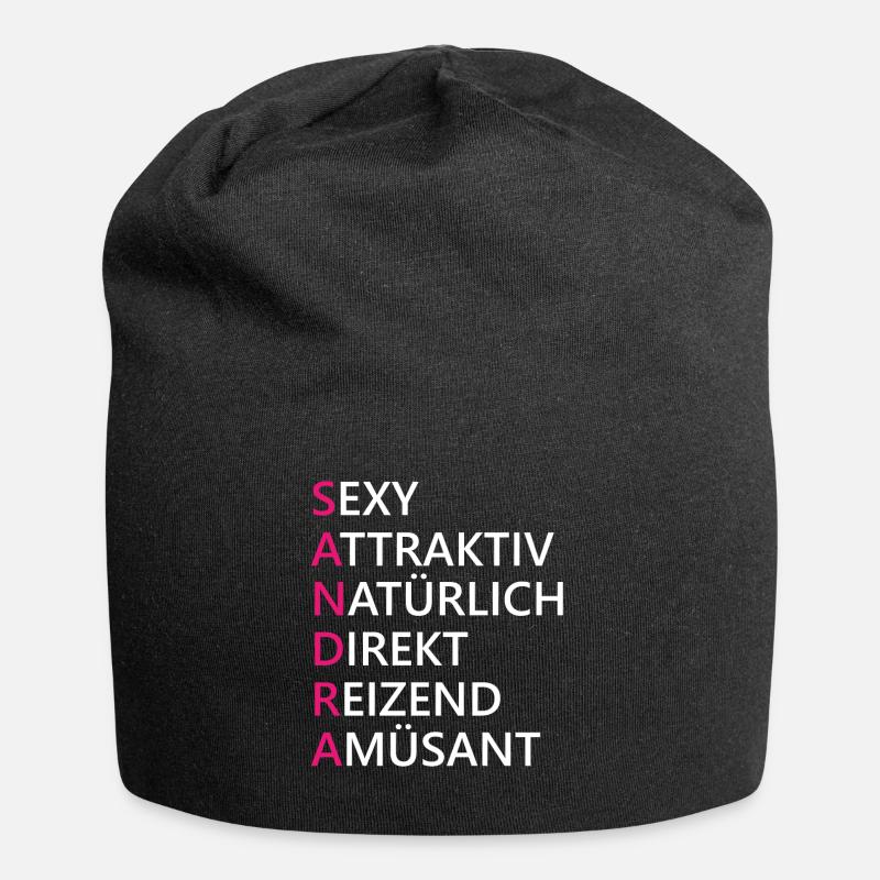 Sandra Name Geschenk - Jersey-Beanie - Schwarz