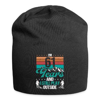 61 Year Old Hiker Mountains Hiking 61 Birthday - Jersey-Beanie - Schwarz - Vorne