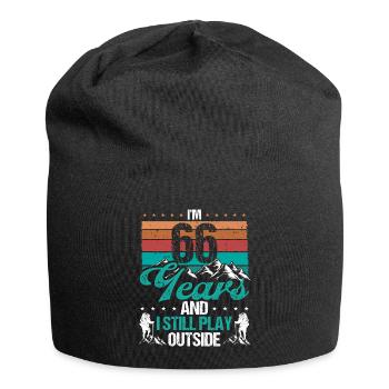 66 Year Old Hiker Mountains Hiking 66 Birthday - Jersey-Beanie - Schwarz - Vorne