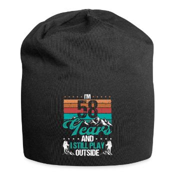 58 Year Old Hiker Mountains Hiking 58 Birthday - Jersey Beanie - black - Front