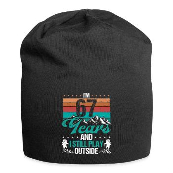 67 Year Old Hiker Mountains Hiking 67 Birthday - Jersey Beanie - black - Front