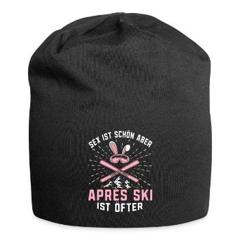 Skifahren Skifahren Après Ski ist öfter - Jersey-Beanie - Schwarz - Vorne