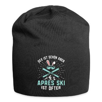 Skifahren Skifahren Après Ski ist öfter Skifahrer - Jersey-Beanie - Schwarz - Vorne