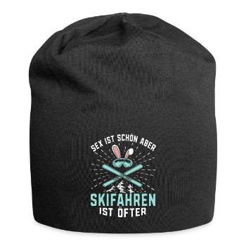 Skifahren Skifahren ist öfter Skiurlaub Skifahrer - Jersey-Beanie - Schwarz - Vorne