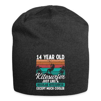 14 Birthday Kiteboarding 14 Years Old Kitesurfing - Jersey Beanie - charcoal grey - Front