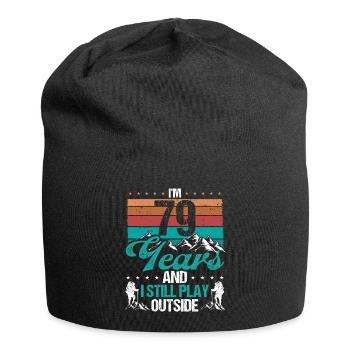 79 Year Old Hiker Mountains Hiking 79 Birthday - Jersey-Beanie - Schwarz - Vorne