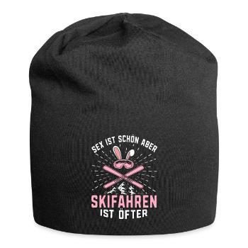 Skifahren Skifahren ist öfter Skiurlaub - Jersey-Beanie - Schwarz - Vorne