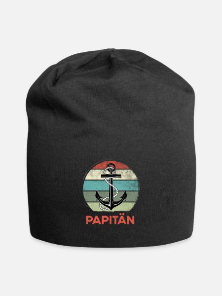 Papitän werdender Papa 2021 Vater Spruch Geschenk - Jersey-Beanie - Schwarz