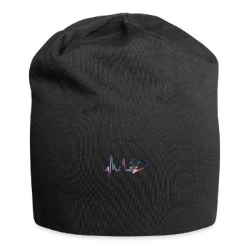 Herzschlag Hunde Pfoten Frequenz Hundeliebe Herz - Jersey-Beanie - Schwarz - Vorne