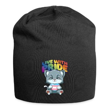 Niedliche Transgender Stolz Katze - Transgender - Jersey-Beanie - Schwarz - Vorne