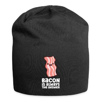 Speck ist immer die Antwort Lustiger Speck - Jersey-Beanie - Schwarz - Vorne