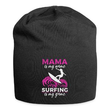Surfing Mama est mon nom Le surf est mon jeu - Bonnet en jersey - noir - Devant