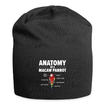 Macaw Anatomy Birdwatching Parrot Bird Lover - Jersey Beanie - black - Front