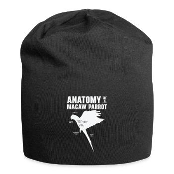 Macaw Anatomy Birdwatching Parrot Bird Lover - Jersey Beanie - black - Front