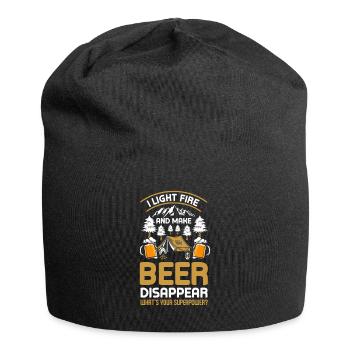 J’allume des feux et fais disparaître la bière Camping - Bonnet en jersey - noir - Devant