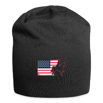 Saddle english riding rider horse equestrian sport - Jersey Beanie - black - Front