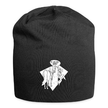 Saddle english riding rider horse equestrian sport - Jersey Beanie - black - Front