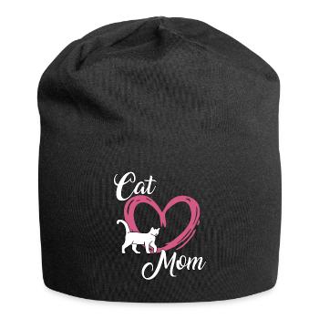 Katzen Mama Motiv Frauen Geschenk Katzenhalter - Jersey-Beanie - Schwarz - Vorne