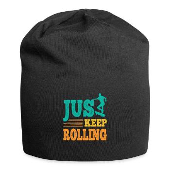 Skater Just Keep Rolling - Vintage Skateboarder - Jersey Beanie - black - Front