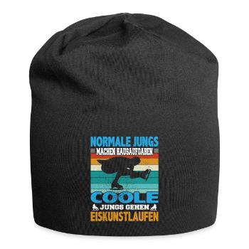 Normale Jungs Hausaufgaben coole Eiskunstlauf - Jersey-Beanie - Schwarz - Vorne