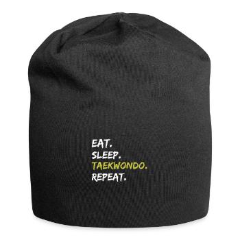 Essen. Schlafen. Taekwondo. Wiederholen. Geschenk Kampfkunst - Jersey-Beanie - Schwarz - Vorne