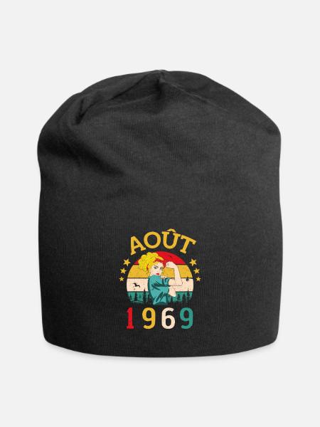 Août 1969 Anniversaire Vintage Happy Birthday - Bonnet en jersey - noir