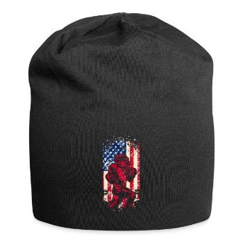 American Football Flag Patriotic Sports Football - Jersey Beanie - black - Front